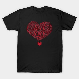 Book Lover Typography Heart T-Shirt